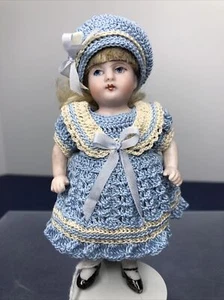4.5” Antique German All Bisque Doll Jointed Limbs Painted Eyes Mohair Wig Q - Picture 1 of 24
