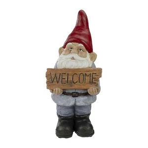 Northlight 14 Inch Solar-Powered Welcome Gnome Tree House Garden Statue - Picture 1 of 1