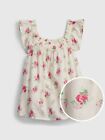 NEW GAP Ivory Floral Smocked Flutter Ruffle Top Size 12-18 Months