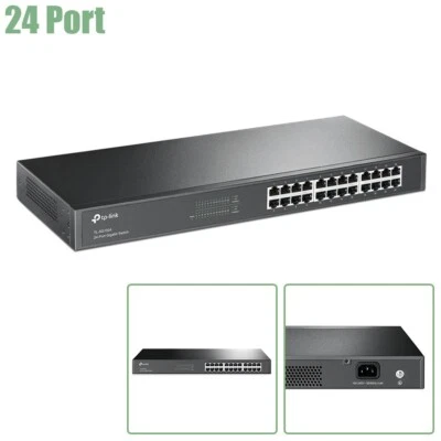 24-Port 10/100/1000Mbps Network LAN Ethernet Gigabit Rackmount Switch PC Laptop - Image 1 of 3