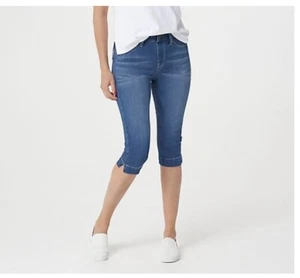 Laurie Felt Silky Denim Pedal Pusher Pull-On Jeans Women's Shorts Sz XS Blue - Picture 1 of 4