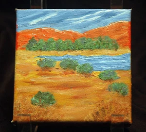 Original Southwestern Scene Painting by NM Artist Lorry Griffin 5"x5" - Picture 1 of 3