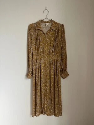 H&M Women's Viscose Button Down Midi Dress in Gold Floral Size US 4 - Image 1 of 4