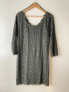 Diane Von Fursteneerg Dres Lace Scallops Trim Sheath Dress Women Size 14 - Picture 1 of 13