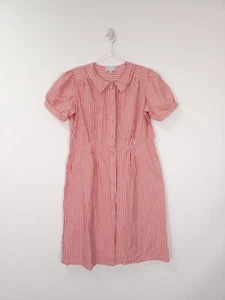 Agnes B Dress Size 42 Red White Stripes Button Up School Girl Peter Pan Collar - Picture 1 of 12