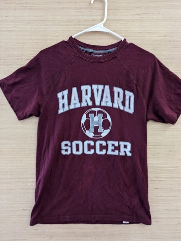 Champion Harvard Crimson Soccer Mens Shirt Small Maroon Cotton Polyester FLAW Cover