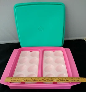 Vintage Tupperware Tablett pastell rosa türkis weiß 722 723 Teufel Eierträger - Bild 1 von 7