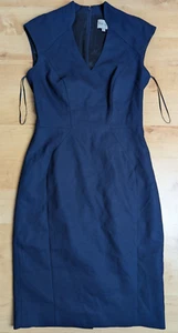 Reiss Seville V Neck Pencil Navy Blue Dress - 50% Wool - Formal - Womens UK 6 - Picture 1 of 9
