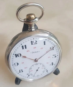 DOXA Antique 12/24 Hour (Metal Argenta Depose) Swiss Pocket Watch - Picture 1 of 7