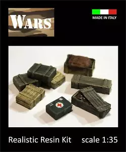 WARS 45-35 Set 8 casse militari diorama guerra WW2 set of 8 military crates 1:35 - Imagen 1 de 2