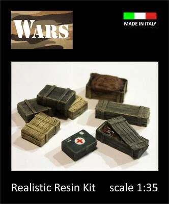 WARS 45-35 Set 8 casse militari diorama guerra WW2 set of 8 military crates 1:35 - Immagine 1 di 2