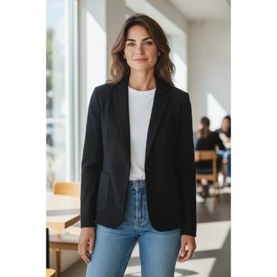 Chaqueta Blazer Unisex BLANK NYC Interpretación Moderna Mezcla de Lana en Negro Grande Foto 1 de 4