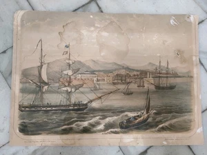 1840 Turgis Ferrol vista tomada desde la mar enfrente del Seijo Galicia - Picture 1 of 7