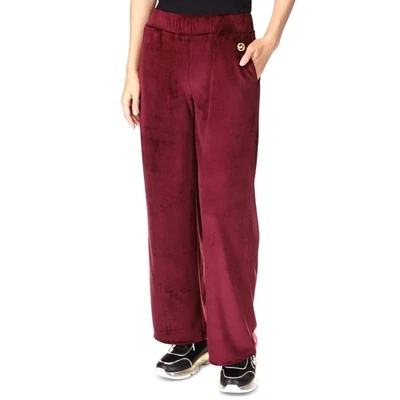Michael Kors Dark Ruby Maroon Velour Straight Leg Pull-On Sweatpants Large NEW - Image 1 of 4