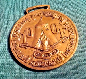 Odd Fellows 1913 IOOF Watch FOB Erie PA FLT Antique & Perry Transfjering Flag - Picture 1 of 3