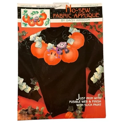 Panel de apliques de tela vintage Daisy Kingdom sin coser - diseño de collar de calabaza gato Foto 1 de 4