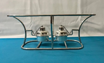 BRILLANT chauffe plat réversible a bascule métal argenté réchaud table légumier - Photo 1/4