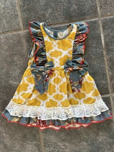 Ruffles By Tutu & Lulu Girls Size 2T-3T Tunic Dress Ruffles Bows Lace - Picture 1 of 6