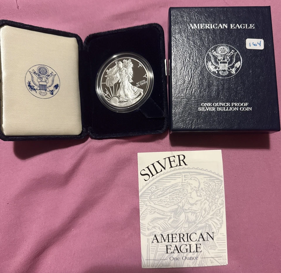 Lingotes American Silver Eagle 2001-W prueba $1 como nuevos en Estados Unidos OGP y certificado de autenticidad Foto 1 de 4