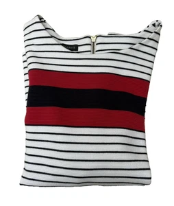 Talbots Multicolor Stripe Crewneck Zipper Back Sweater Women's Size Large - Picture 1 of 12