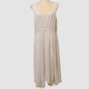 Lane Bryant V-Neck Maxi Dress Size 18 Lined Full Skirt Eyelet Ruffle Hem White - Picture 1 of 9