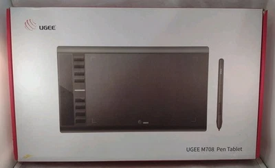 Ugee M708 Black Graphic Pen Tablet With Accessories Stylus Brush Gloves - Image 1 of 2