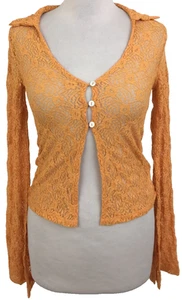 Urban Outfitters Women's Blouse Size XS Orange Lace Buttons Long Sleeve Used F1 - Picture 1 of 11