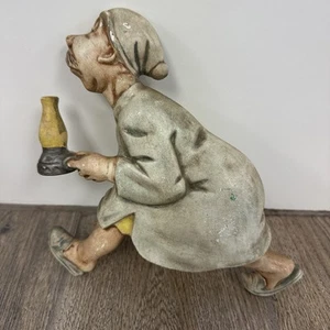 Arnals Vintage Chalkware Figur Mann Nachthemd Mütze Laterne 8" x 7" x 1" - Bild 1 von 11