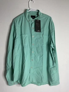 Gramercy Foundry Men's green Long Sleeve Silk Blend Button-Up Shirt Size XXL - Picture 1 of 12