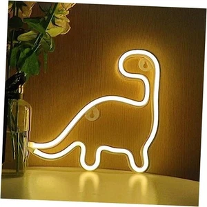 Dinosaur Neon Sign Led Light Wall Decoration Room Decor Cute Night Yellow-1 - Picture 1 of 8