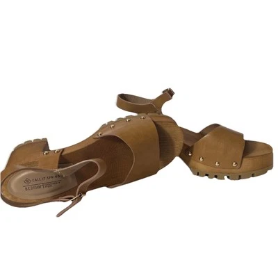 Call It Spring Sandals SPINNEY In Cognac Size 8.5 Vegan - Image 1 of 4