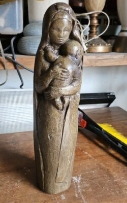 Museum Pieces Inc Madre Niño Escultura Arte Asiático Indio Africano Virgen De Colección 14 Foto 1 de 4