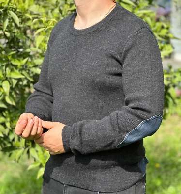 Luxury Prada Milano Knit Sweater Denim Pads Pullover Size 50 M L - Image 1 of 4