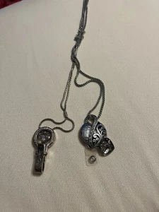 Set Of Two, Brighton Silver Badge Clip Necklaces - Picture 1 of 1