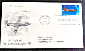 AVIATION 50TH ANNIV FIRST SUPERSONIC FLIGHT CHUCK YEAGER PILOT 1997 PCS FDC VF - Picture 1 of 1