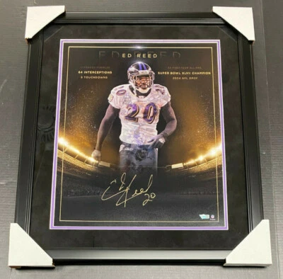 ED REED AUTOGRAFIADO FIRMADO BALTIMORE RAVENS 16X20 FOTO ENMARCADA FANÁTICOS CERTIFICADO DE AUTENTICIDAD Foto 1 de 4