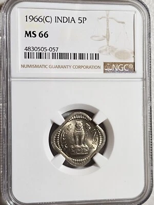 India 5 Paise 1966C NGC MS 66 - Image 1 of 2