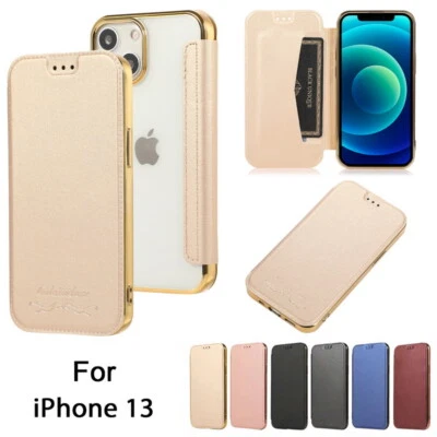Leather Flip Cover Card Slot Slim Case For iPhone 15 14 Pro Max 13 12 11 XS XR 8 - Image 1 of 4