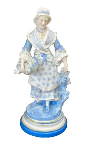 SELTENE antike Porzellan Kontinental Figur Dame mit Korb & Blumen 12 Zoll - Bild 1 von 18