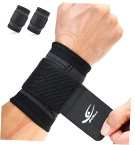  Wrist Brace/Wraps Wrist Compression Strap and Support Medium (Pack of 2) Black - Picture 1 of 8