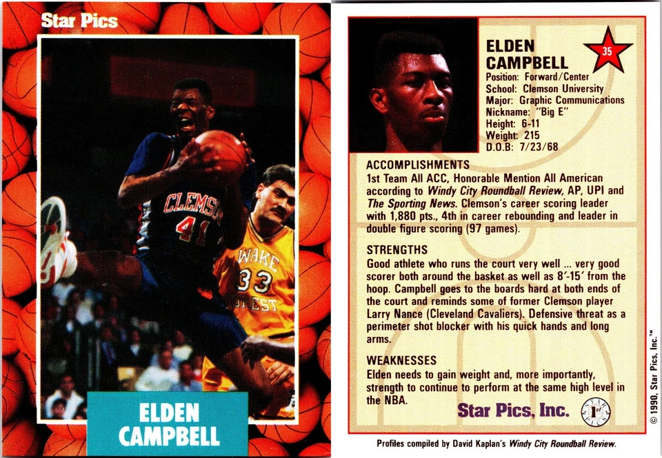 ELDEN CAMPBELL RC Rookie 1990 Star Pics Basketball #35 - Image 1 of 1