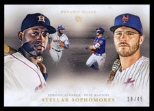 2020 TOPPS ON DEMAND DYNAMIC DUALS YORDAN ALVAREZ / PETE ALONSO BLACK CARD /45