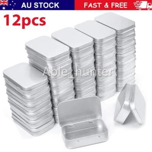 12X Metal Hinged Tin Box Container Blank Portable Small Storage Container Case - Picture 1 of 8