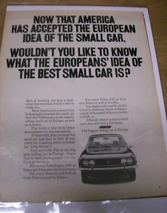 Anuncio original de la revista Fiat 1971 -... Idea europea del mejor coche pequeño... - Imagen 1 de 1