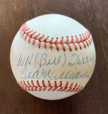 Ted Williams & Bill Terry, last .400 hitters, signed ONL Giamatti Baseball PSA - Image 1 of 4