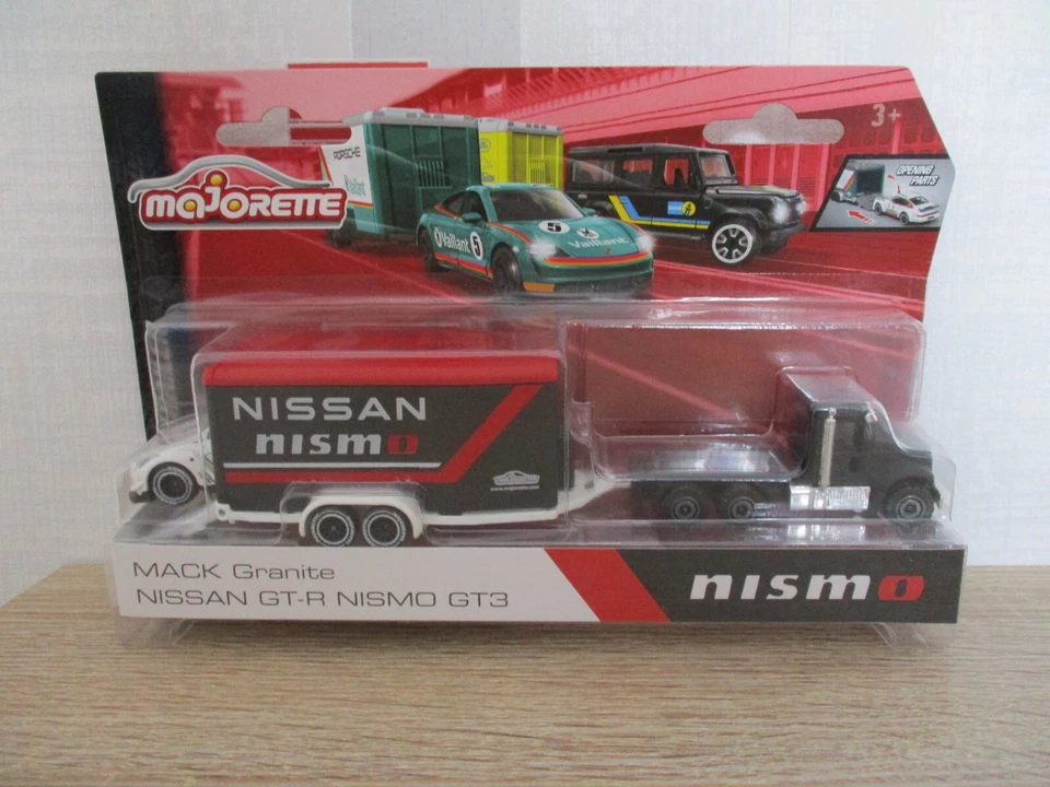MAJORETTE RACING TRAILLER NISSAN ET MACK 1/64 NEUF JAMAIS OUVERT - Photo 1/1
