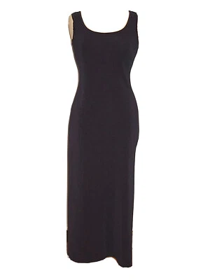 ABS EVENING COLLECTION NAVY SLIMMING MAXI DRESS SLEEVELESS LONG SLITS M VGUC - Image 1 of 4