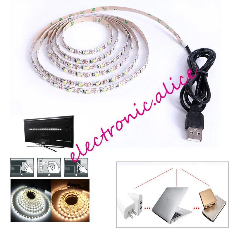 DC 5V USB LED strip 3528 60led/m Flexible Light Lamps Light TV Background 0.5-5M - Image 1 of 1