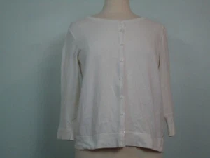 Studio Works Women’s Cardigan Button Front White Cotton Blend Size M Medium - Picture 1 of 5