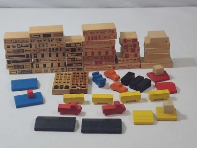 Wooden Toy Blocks 70 Pieces Architecture City Building Business Trucks Vintage - Image 1 of 4